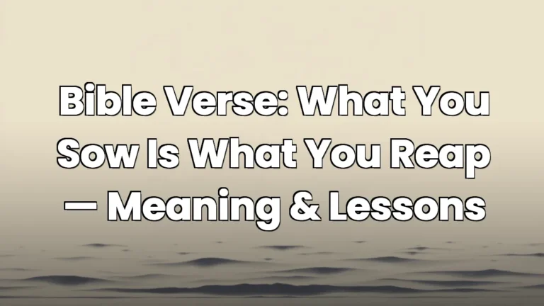 Bible Verse: What You Sow Is What You Reap — Meaning & Lessons Bible Verse: What You Sow Is What You Reap — Meaning & Lessons