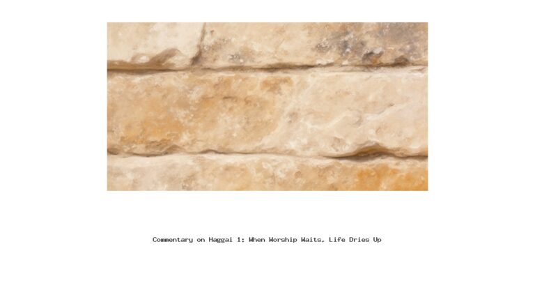 Commentary on Haggai 1: When Worship Waits, Life Dries Up Commentary on Haggai 1: When Worship Waits, Life Dries Up